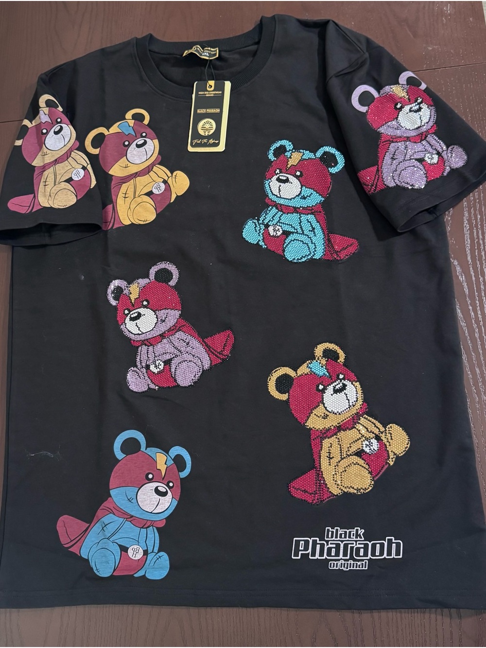 Men's Black Graphic Teddy Short Sleeve Tee